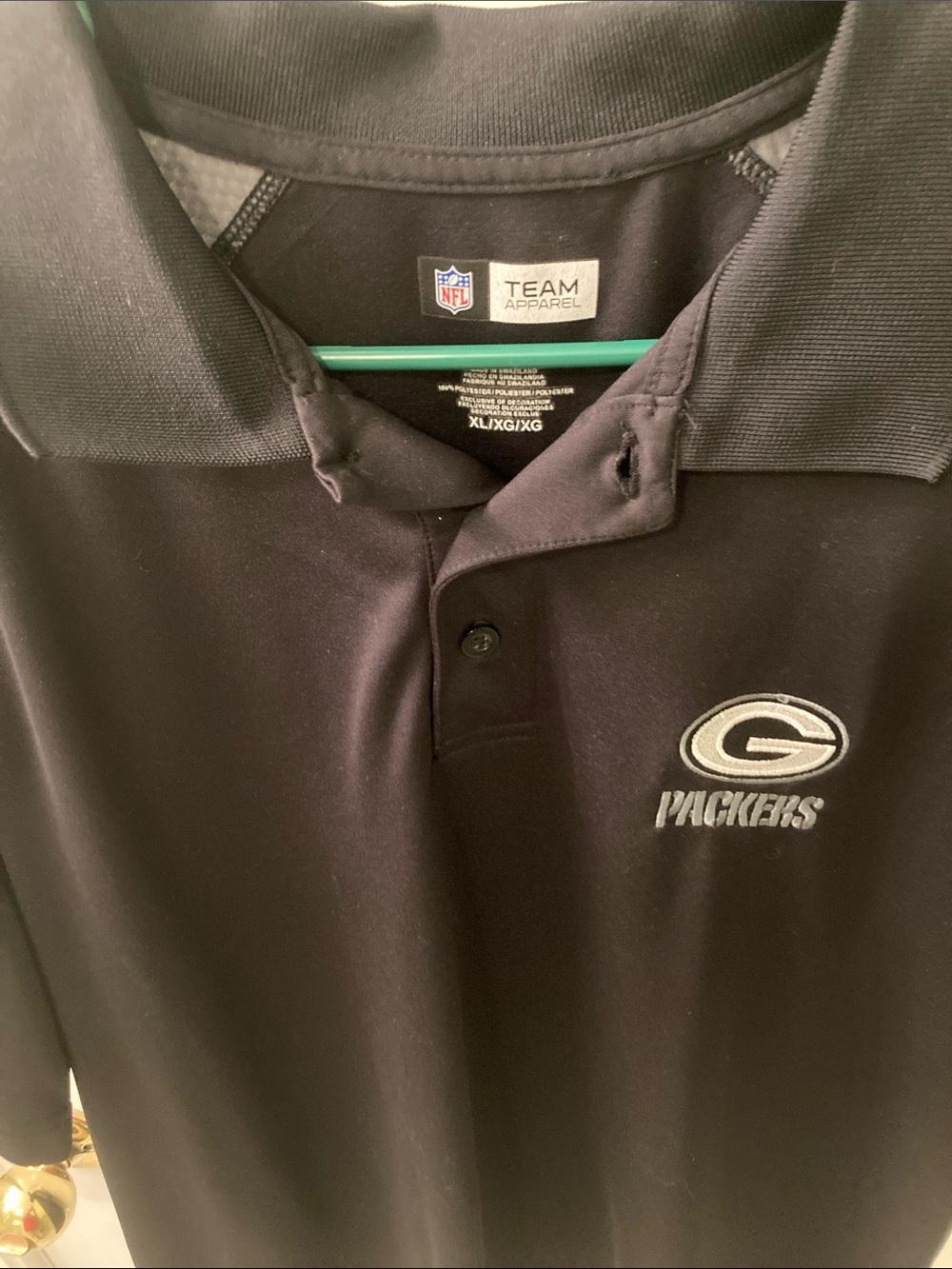 NFL Green Bay Packers Black Polo with Embroidered Logo